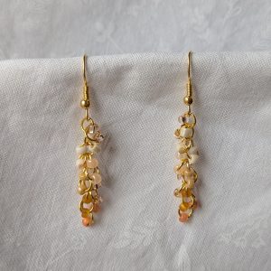 Easter Sunday Earrings: Pink Cream Clear and Gold Earrings A1022