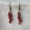 Scarlet Glow Drops: Handmade red earrings featuring six different shades of red glass seed beads, connected with bronze jump rings and matching hooks.