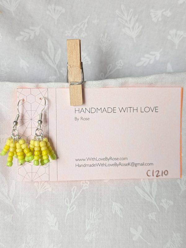 Lemon Glow yellow gradient earrings with five sunny hues and silver hardware.