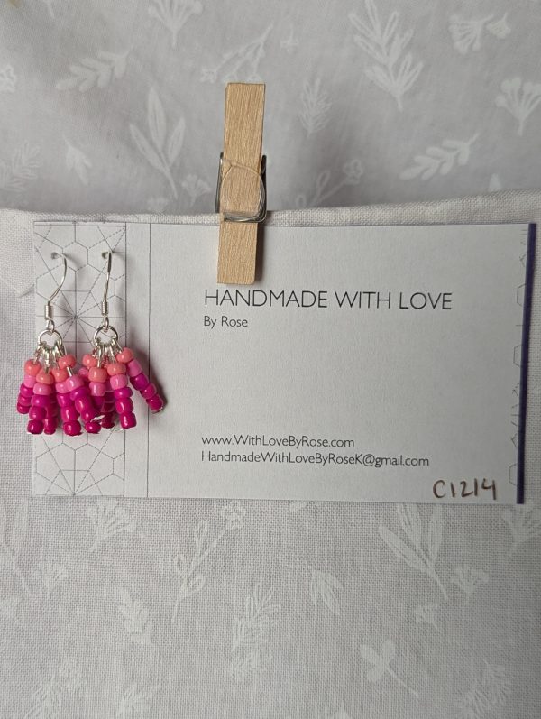 Rosy Bloom pink gradient earrings with five romantic shades and silver components.